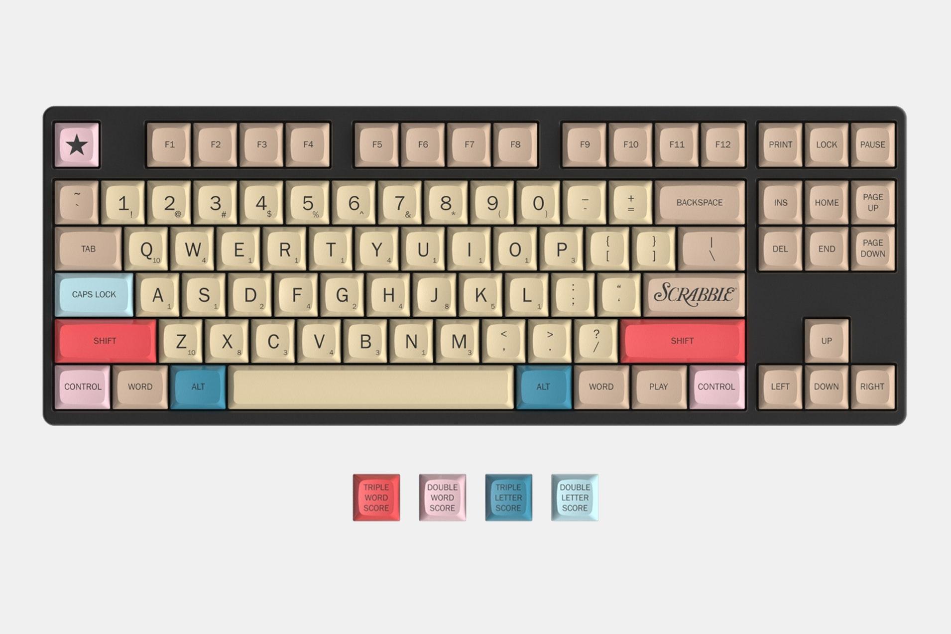 Massdrop x Hasbro Scrabble Keyboard logo